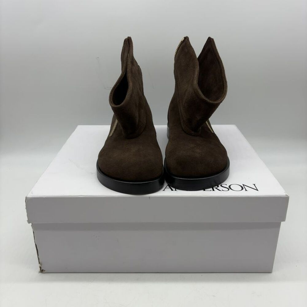 JW ANDERSON Brown Suede Zip Biker Boot